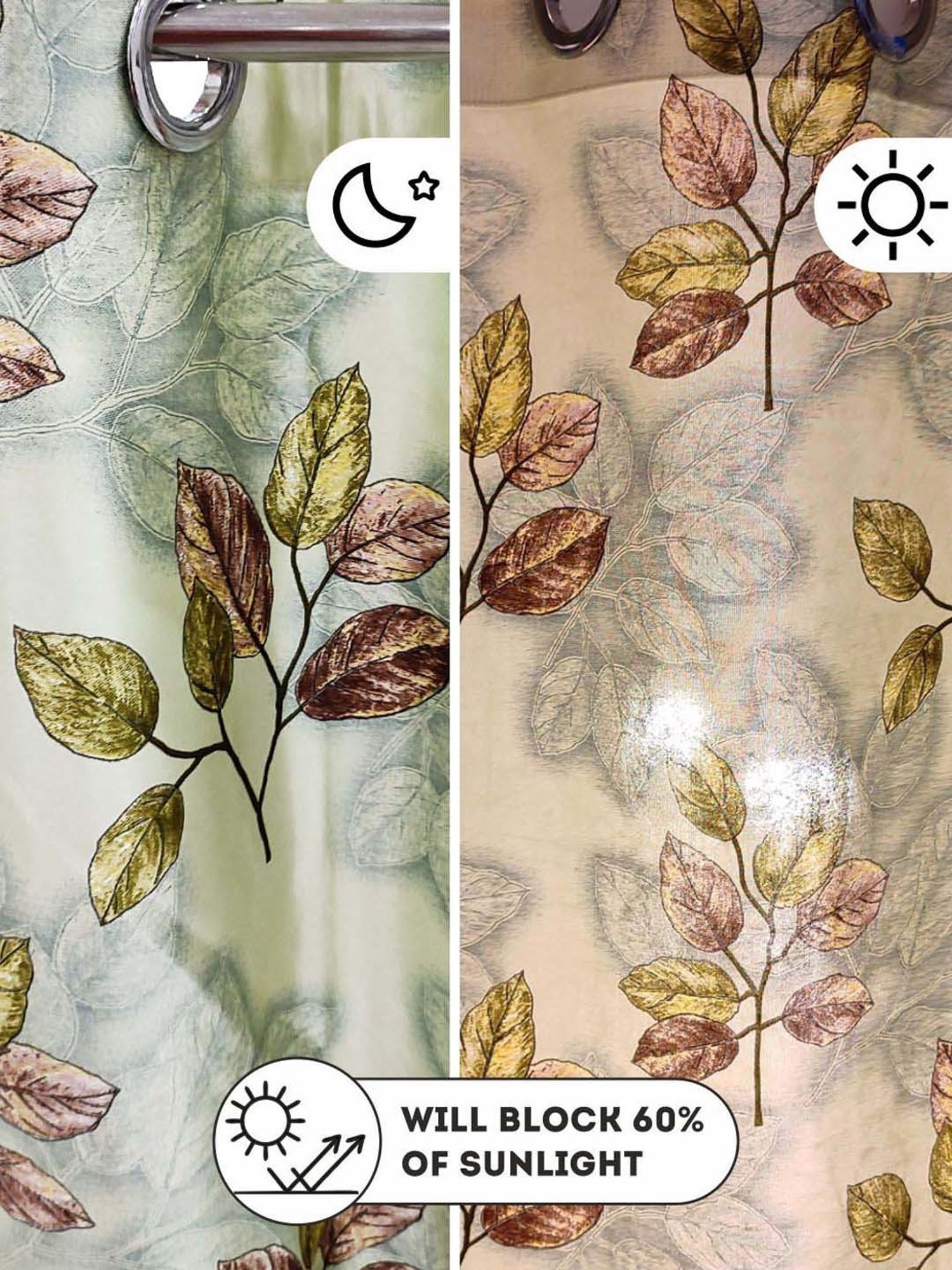 Bianca VILLA C`ESTA Green Faux Silk 5 Ft. Window Curtain - Set of 2