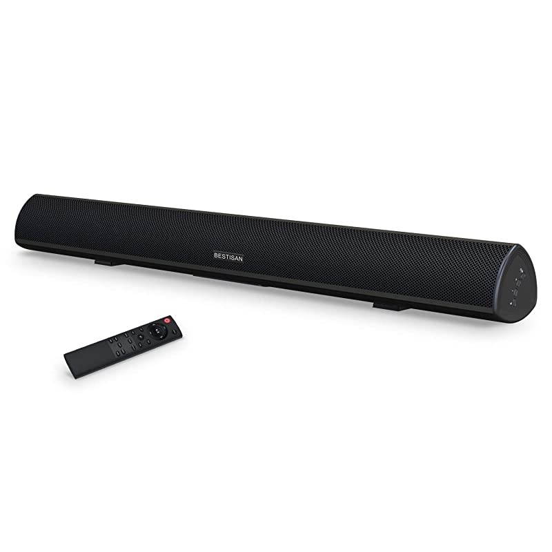 Watt Soundbar, BESTISAN Sound Bars for TV of Home Theater System (Bluetooth 5.0, 34 inch, DSP, Strong Bass, Wireless Wired Connections, Bass Adjustable, Wall Mountable)