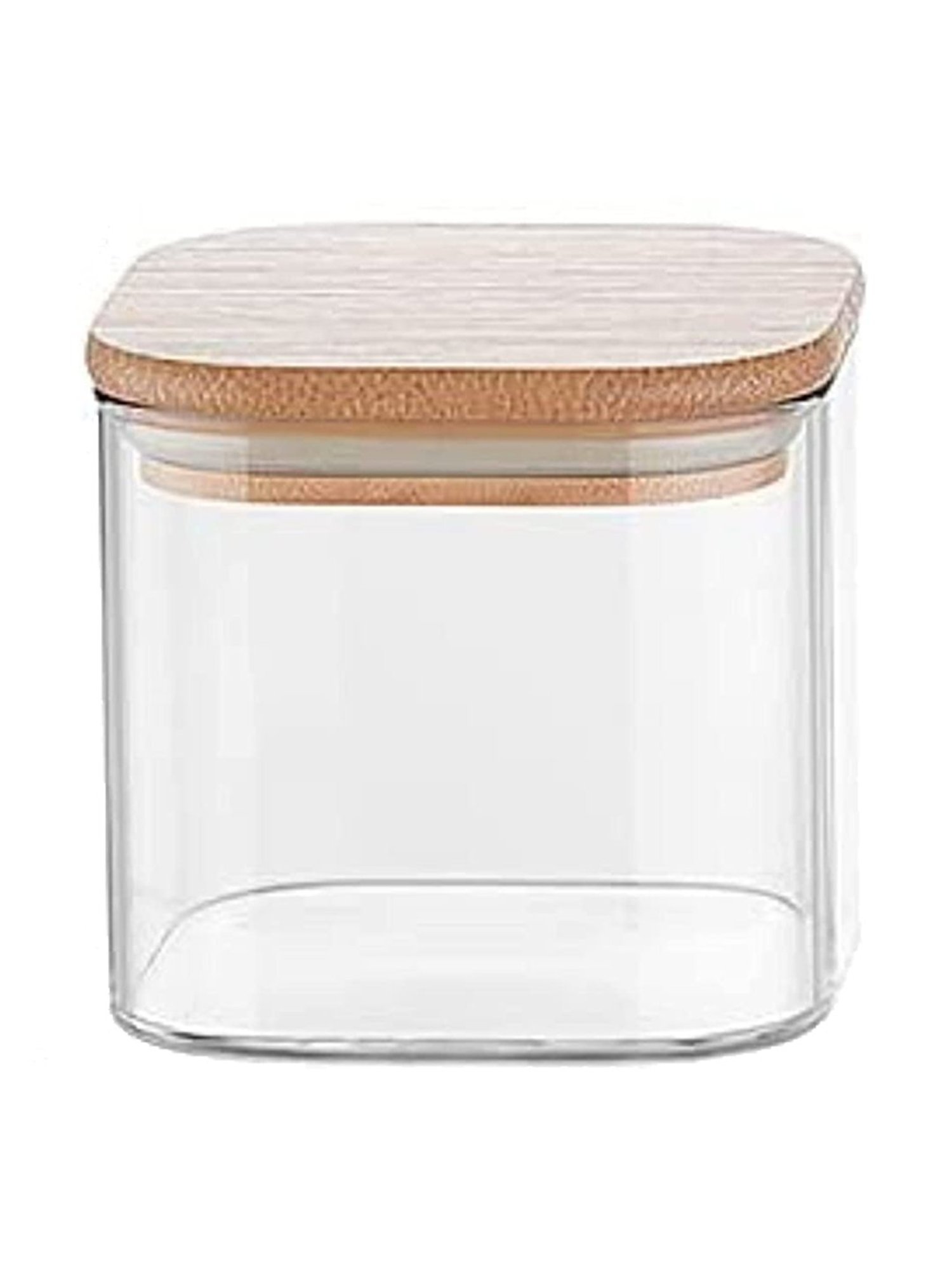 Femora Borosilicate Glass Bamboo Lid Air Tight Jar - 450 ml