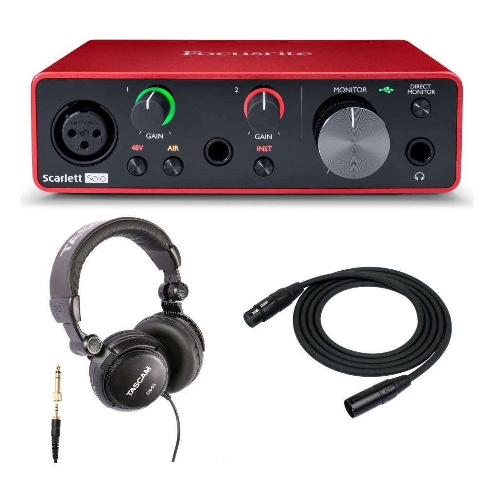 Focusrite Scarlett Solo 3rd Gen USB Audio Interface with Headphones Bundle