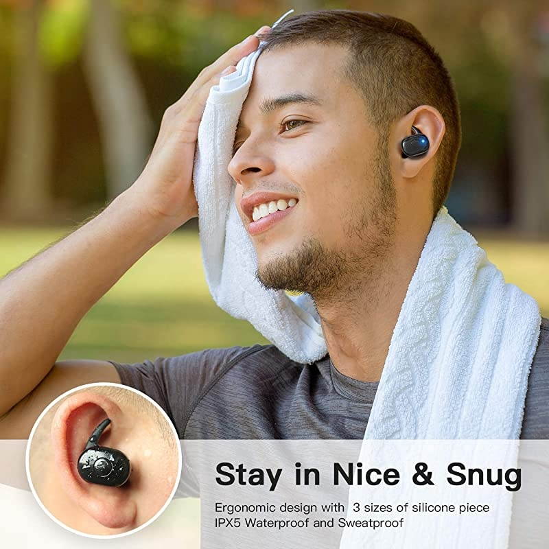 Earbuds Bluetooth 50 Headphones inEar SweatProof Stereo Earphones with Portable Charging Case Mic