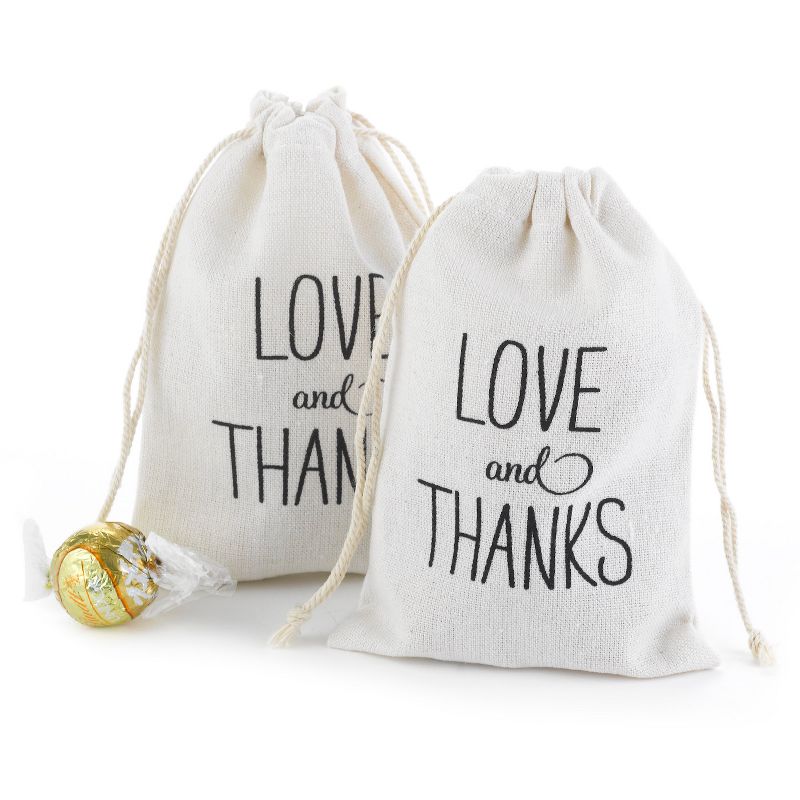 25ct Love and Thanks Cotton Favor Bags