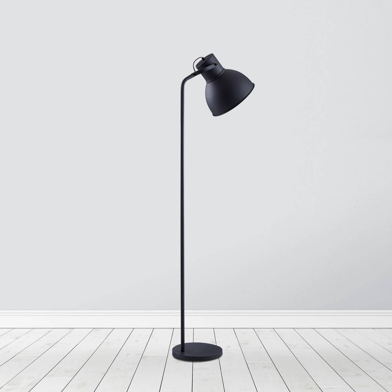 70.8" Erin Metal Floor Lamp with Adjustable Shade Black - Versanora