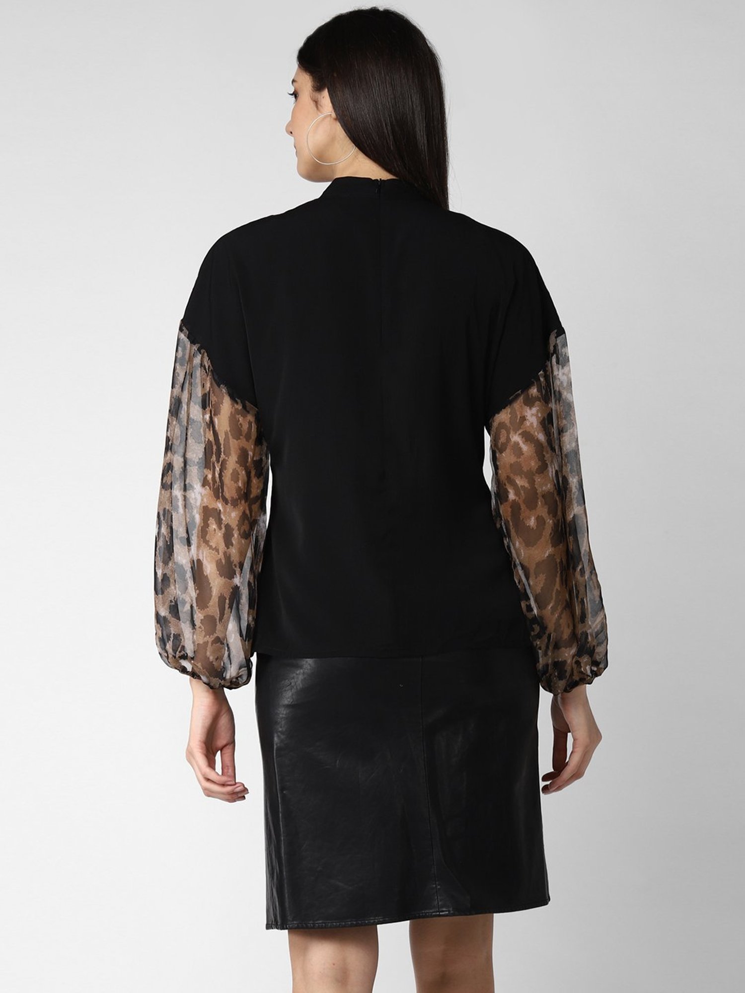 StyleStone Black Animal Print A-Line Top