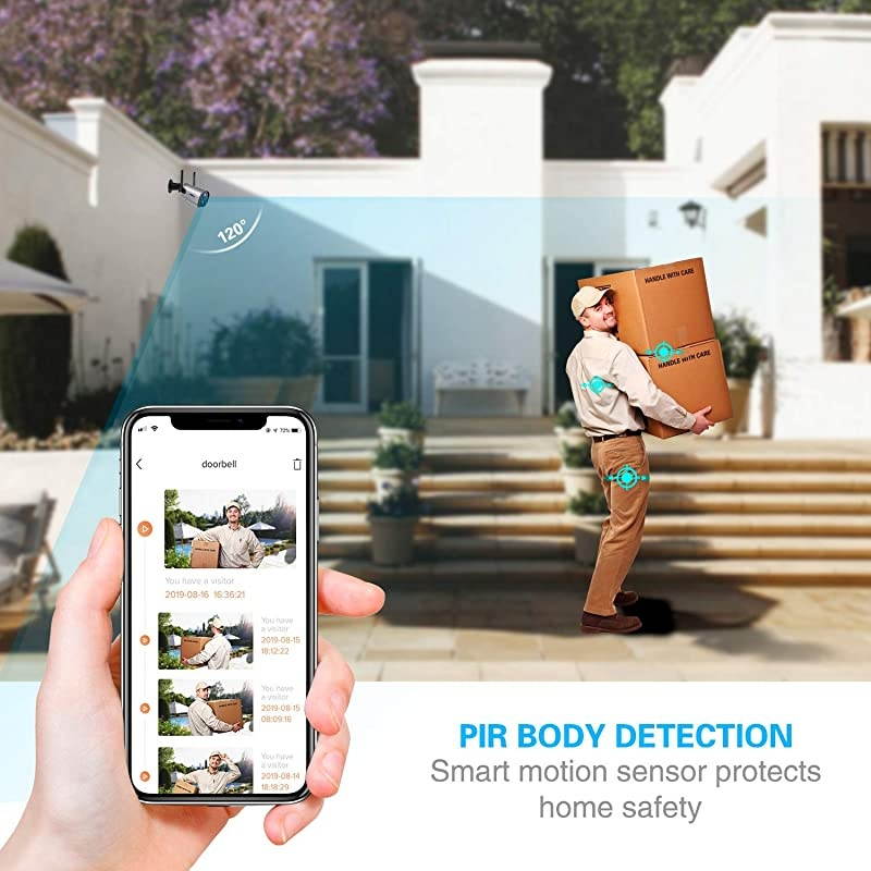 Outdoor WiFi Security Camera Rechargeable BatteryPowered Home Security Camera 1080P Night VisionWaterproof PIR Motion Detection 2Way Audio Compatible with Cloud StorageSD Slot