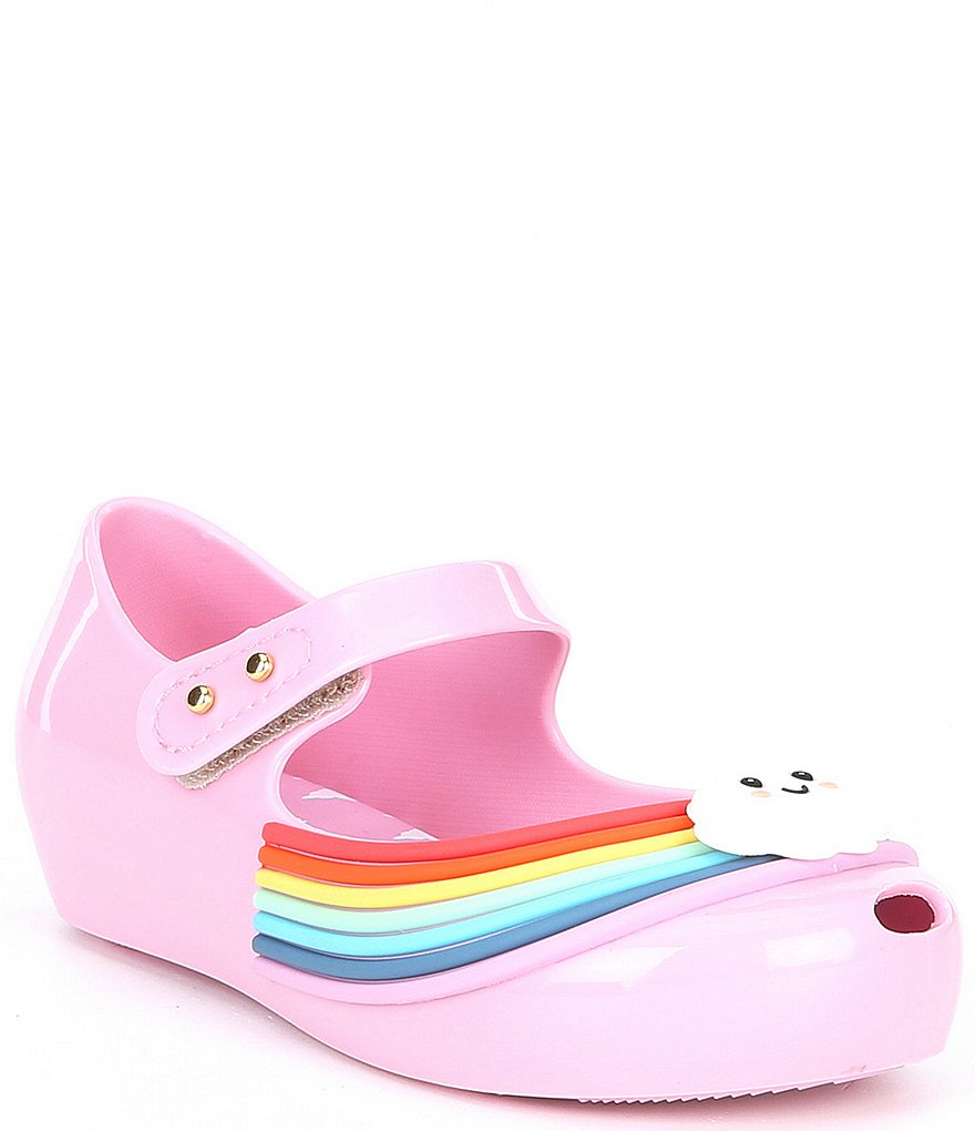 Mini Melissa Girl's Mini Ultra Girl Sunny Day Cloud And Rainbow Detail Mary Janes (Toddler)