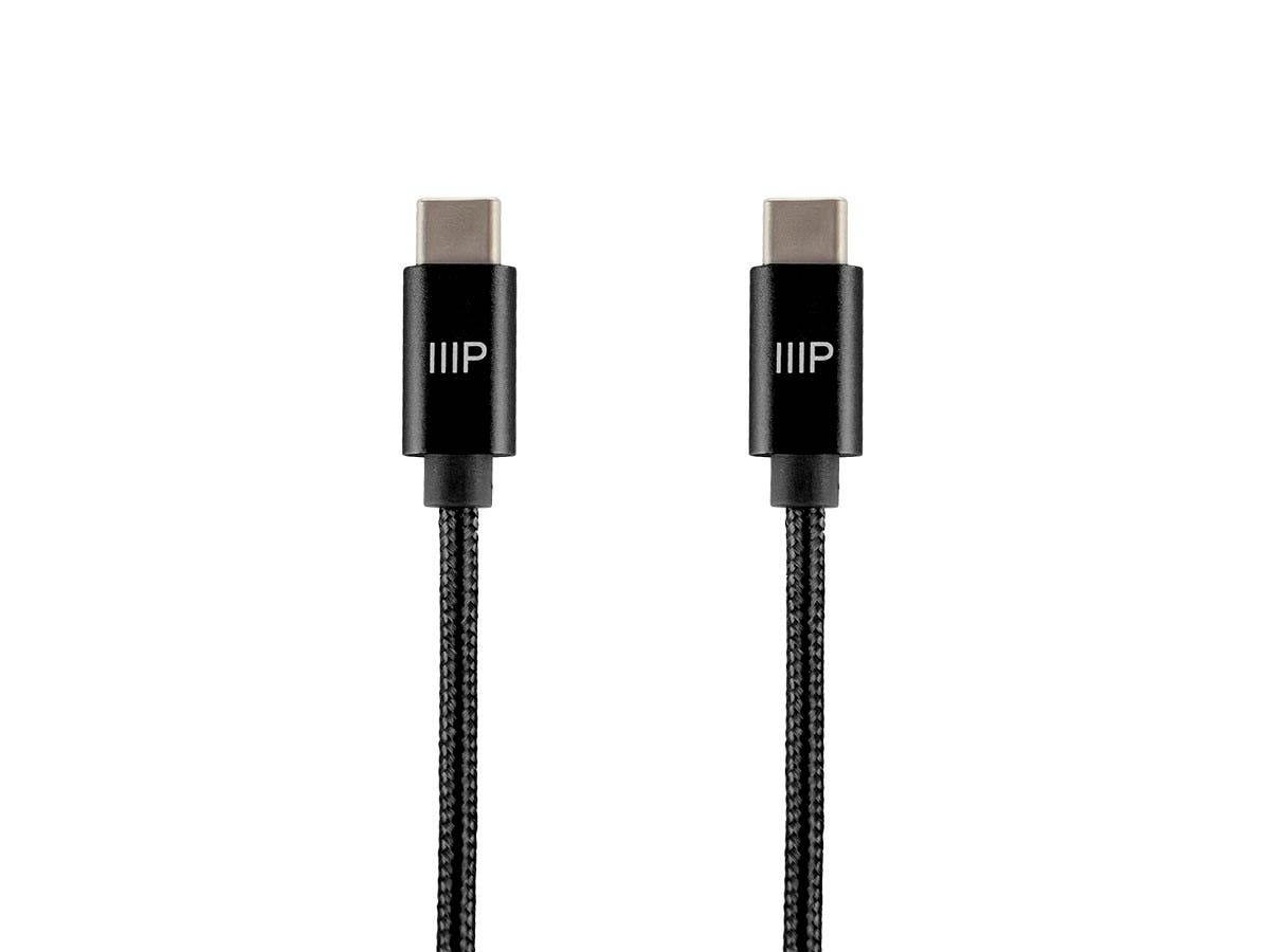 Monoprice USB 2.0 Type-C to Type-C Charge and Sync Nylon-Braid Cable - 1.5ft - Black, Fast Charging, Aluminum Connectors, Stay Synced - Palette Series