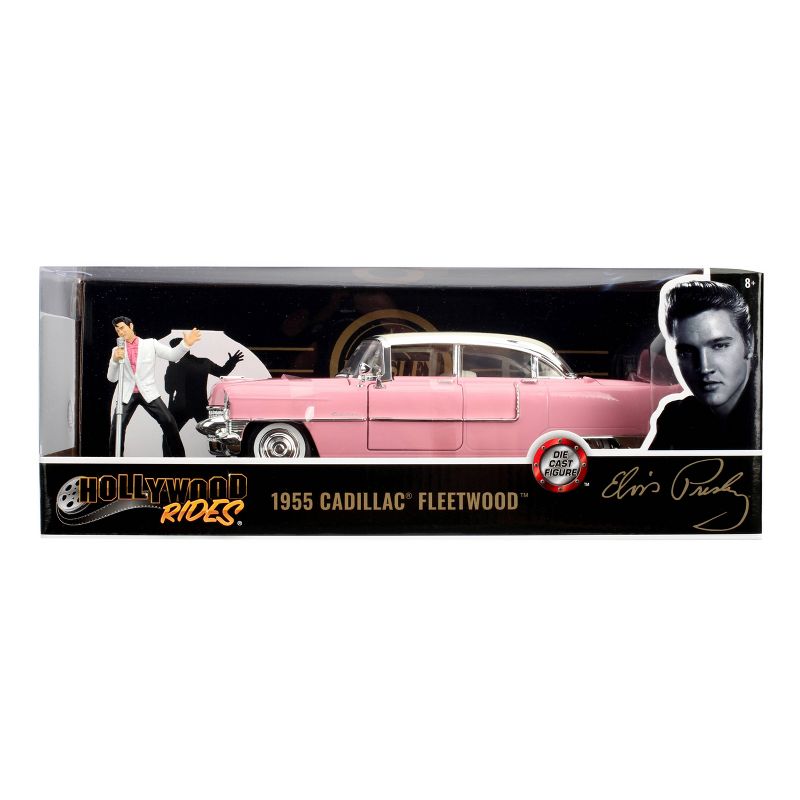 Jada Toys Hollywood Rides Elvis Presley 1955 Cadillac Fleetwood Die-Cast Vehicle with Elvis Die-Cast Figure 1:24 Scale Glossy Pink
