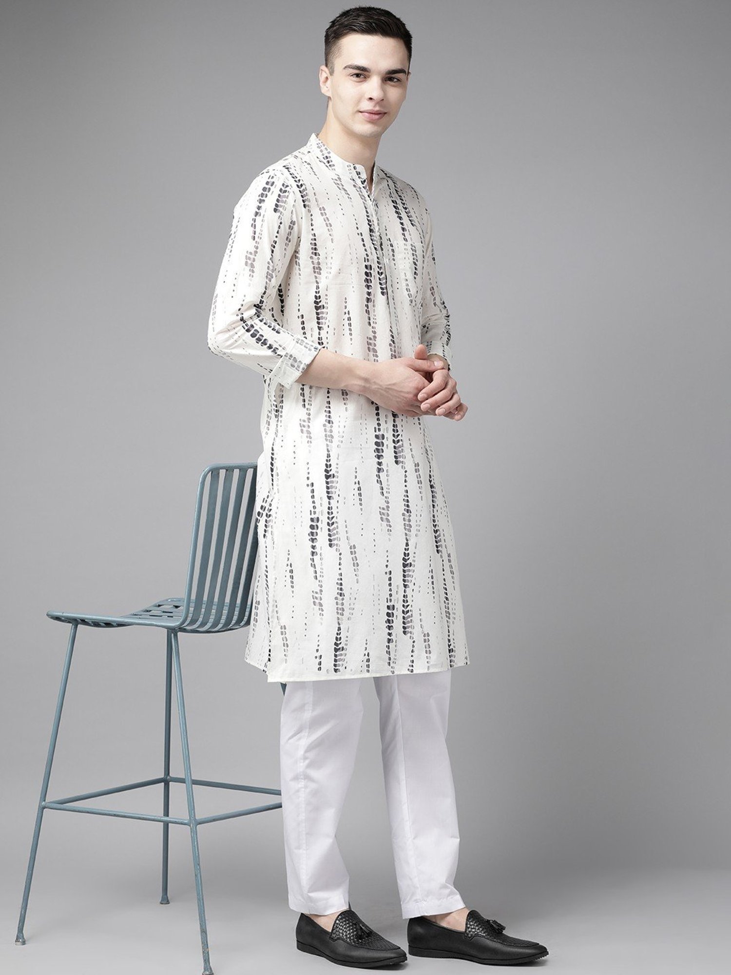 See Designs White Cotton Regular Fit Printed Kurta Bottom Set