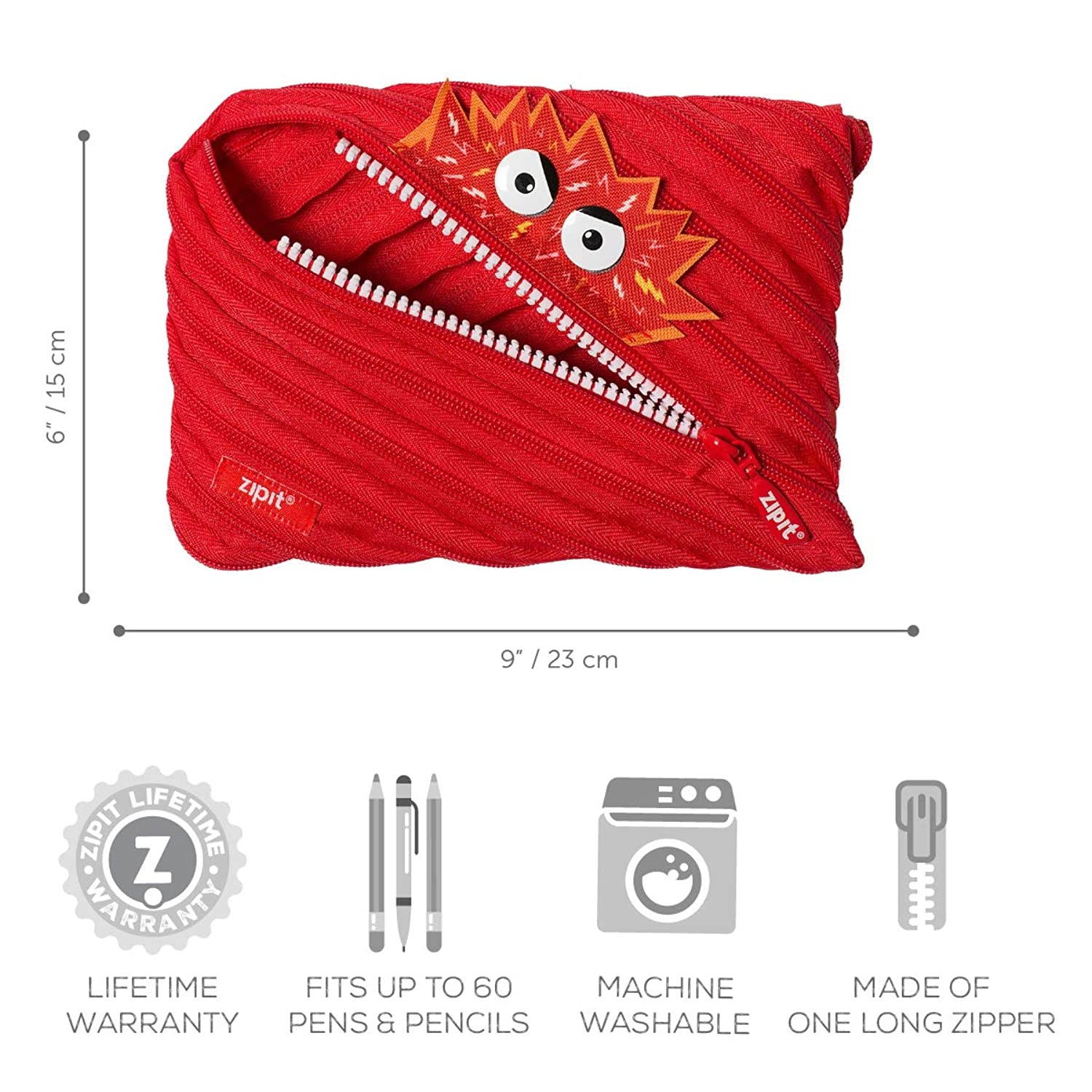 ZIPIT Talking Monstar Big Pencil Case, Red