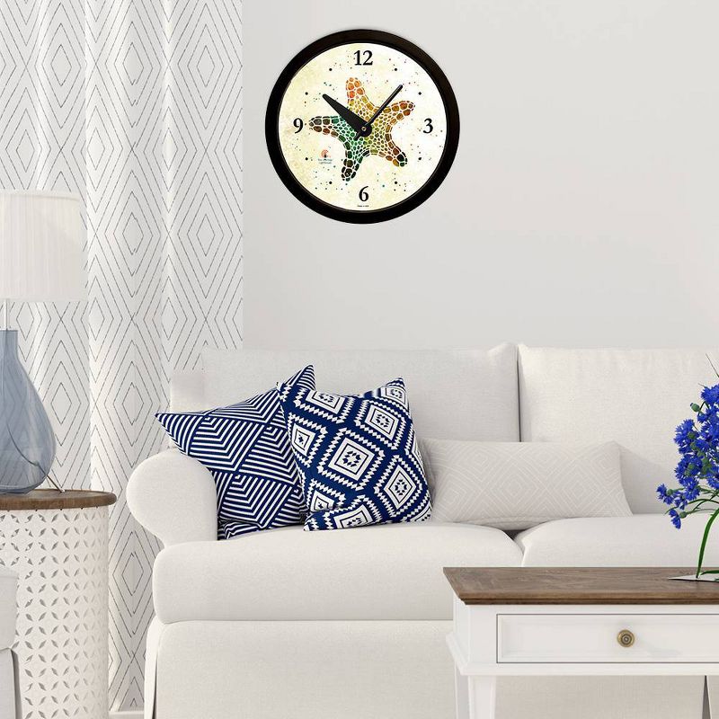 14.5" Artist Series Rich Green Starfish Decorative Clock Black - The Chicago Lighthouse