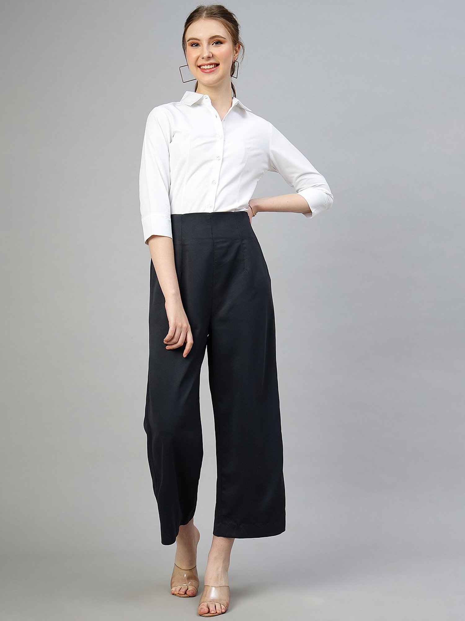 FITHUB Dark Grey Relaxed Fit High Rise Trousers