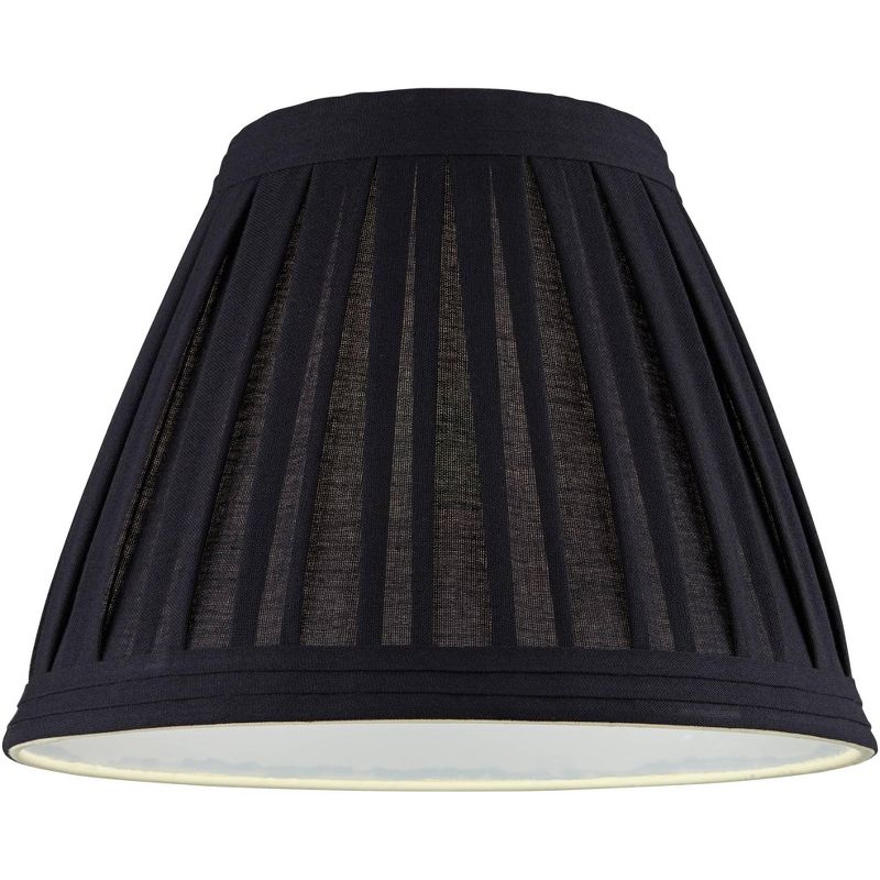 Springcrest Black Linen Medium Box Pleat Empire Lamp Shade 7" Top x 14" Bottom x 11" Slant x 11" High (Spider) Replacement with Harp and Finial