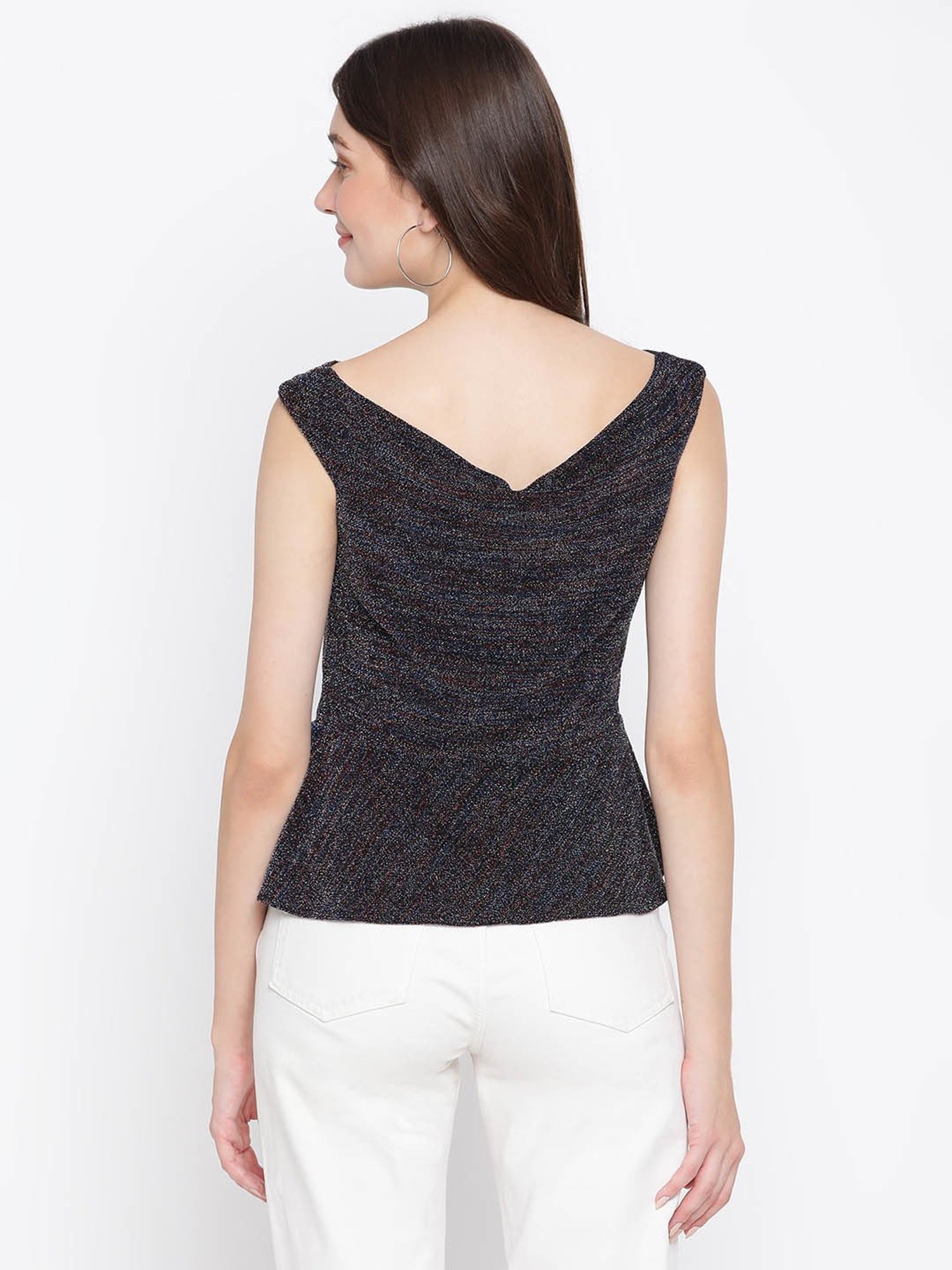Latin Quarters Blue Peplum Top