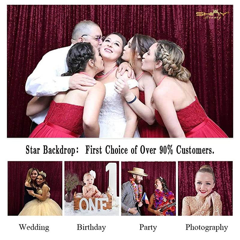 Sequin Backdrop 8FTx10FT Burgundy Glitter Backdrop Curtains Wine Bridal Shower Photo Booth Backdrop Set 190221S 8FTx10FT Wine