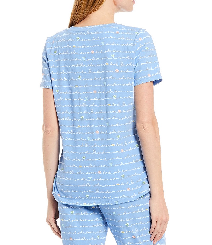Sleep Sense Vacation Script Printed Jersey Knit Coordinating Sleep Tee