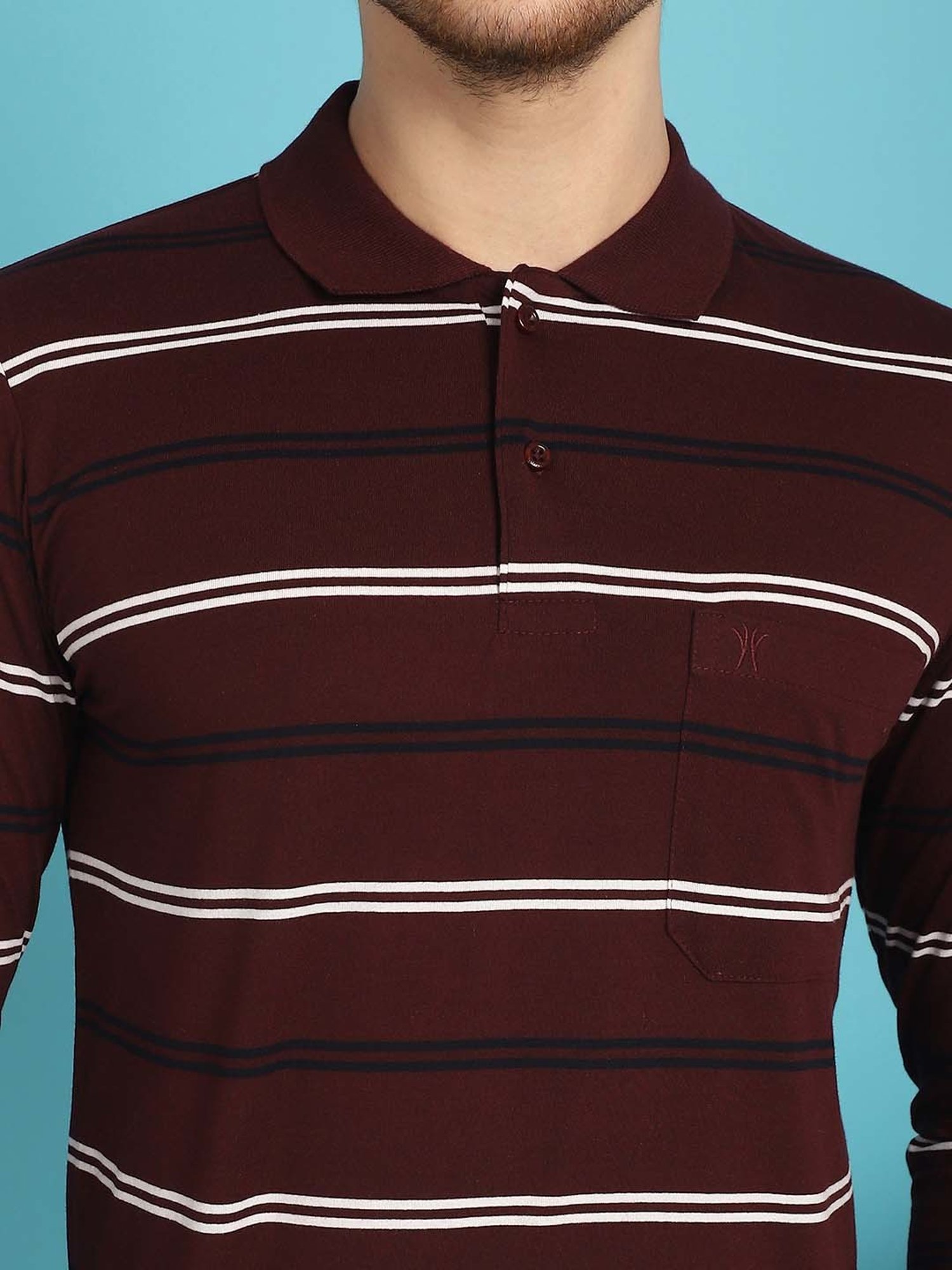 Venitian- Forbidden Clothing Wine Regular Fit Striped Polo T-Shirt