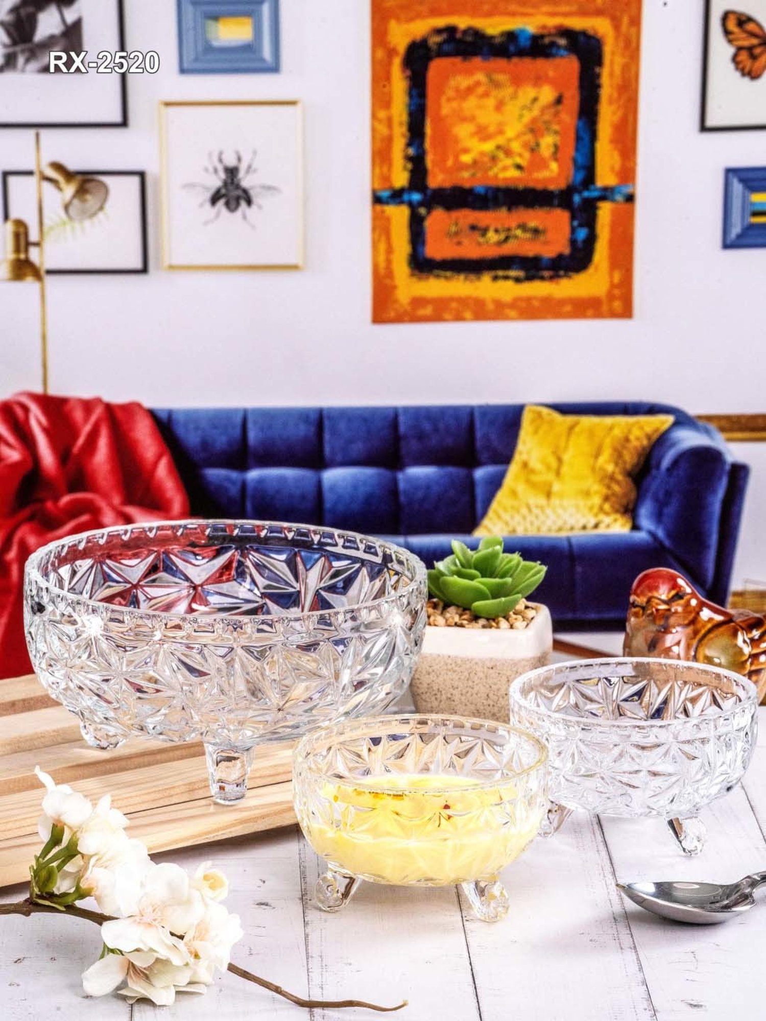 Roxx Transparent Glass 7-Piece Dessert Bowl & Serving Bowl Set