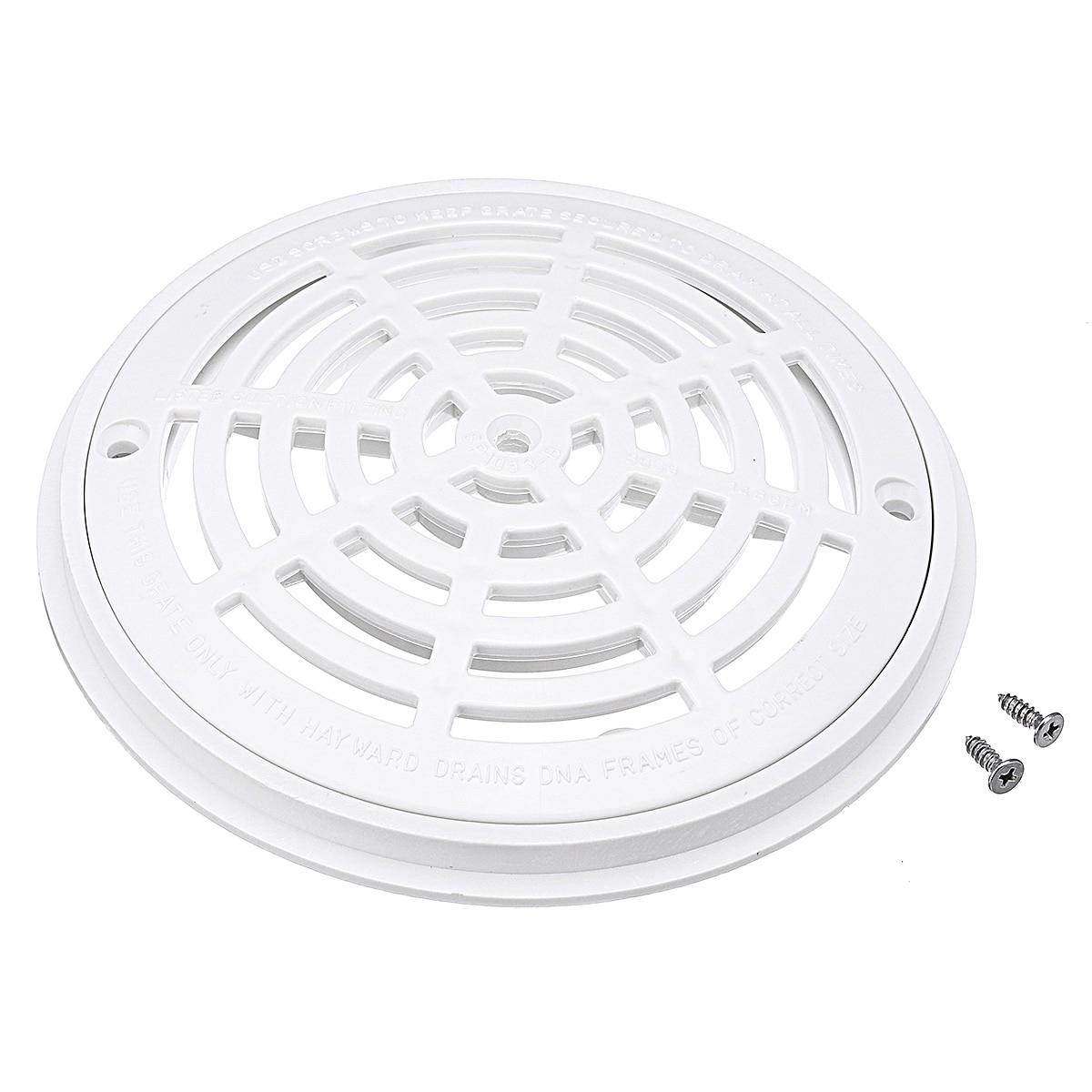 Swimming Pool Main Drain Cover 8-Inch with 2 Screws White Universal Outdoor Drainage Grate for Swimming Pool Cover Replacement