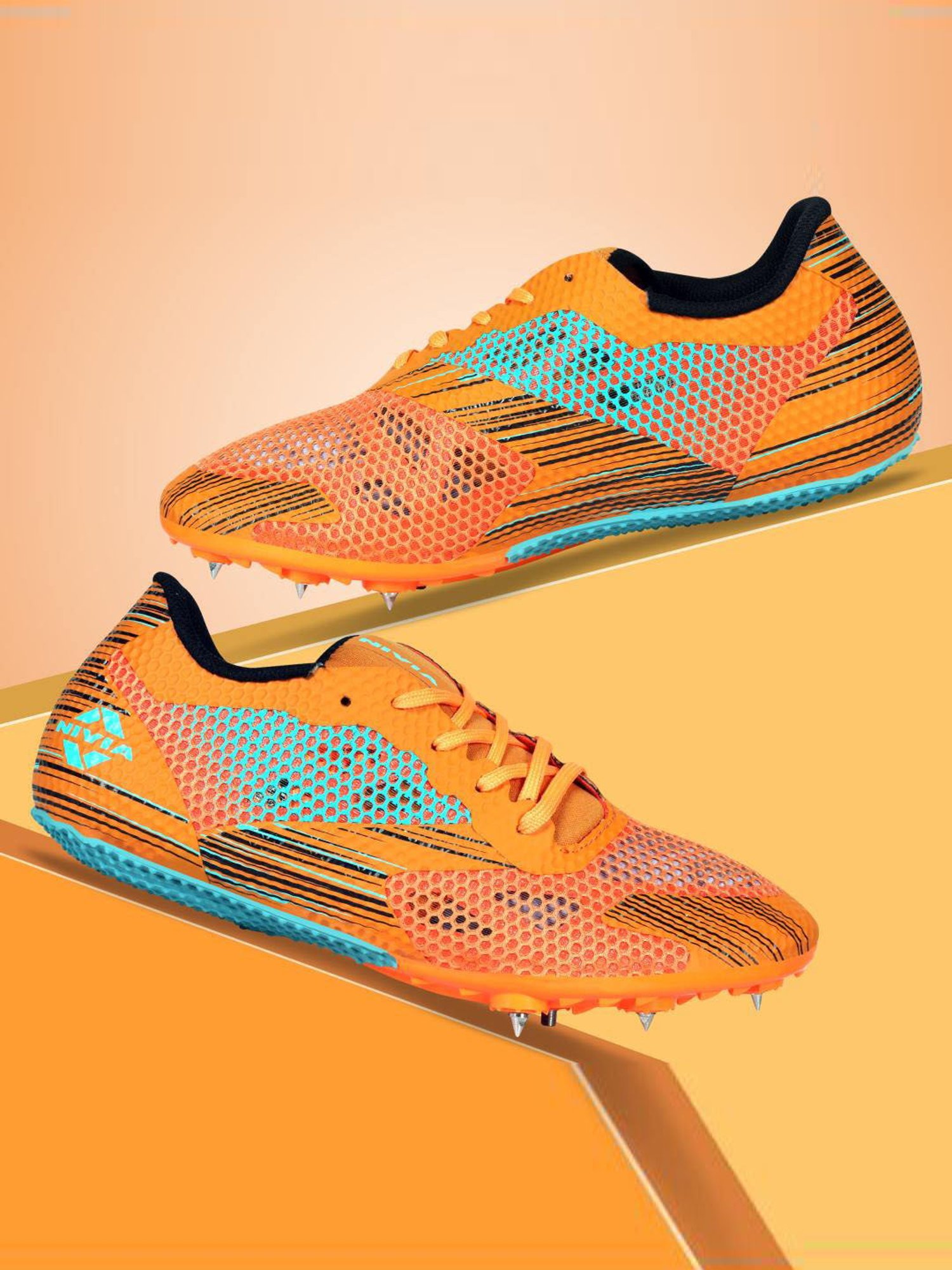 Nivia Men's Track and field-400 Orange Cricket Shoes