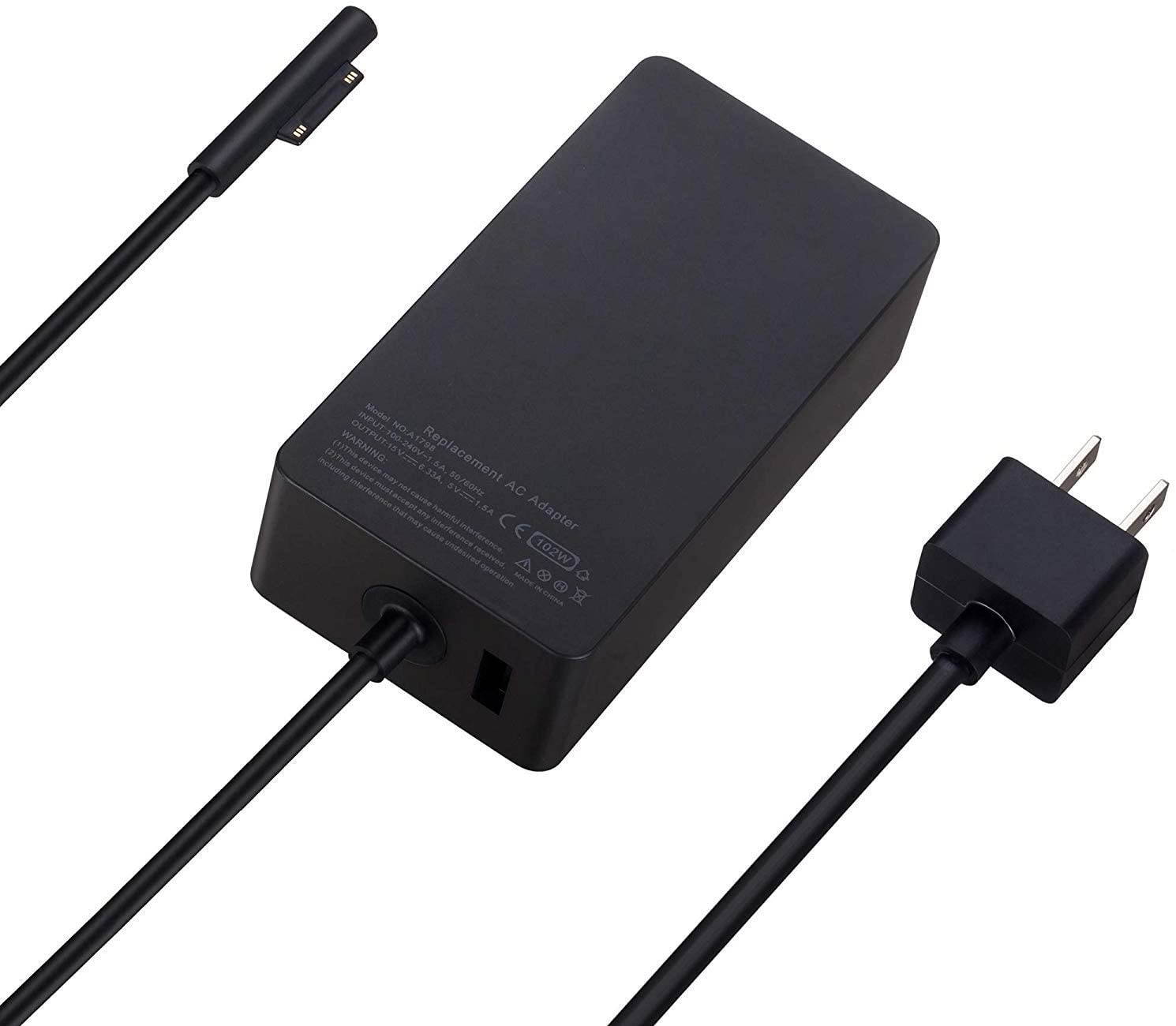 102W 15V 6.33A Power Adapter Charger for Surface Laptop 3 2 1, Surface Pro X Pro 7 Pro 6 Pro 5 Pro 4 Pro 3, Surface Book  1798  and Surface Go with Additional USB Port and 6ft Power Cord