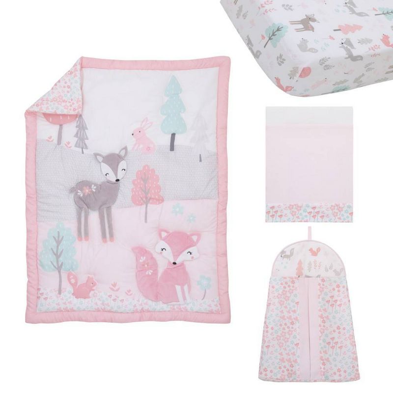 Nojo Sweet Forest Friends Nursery Crib Bedding Set - 4pc