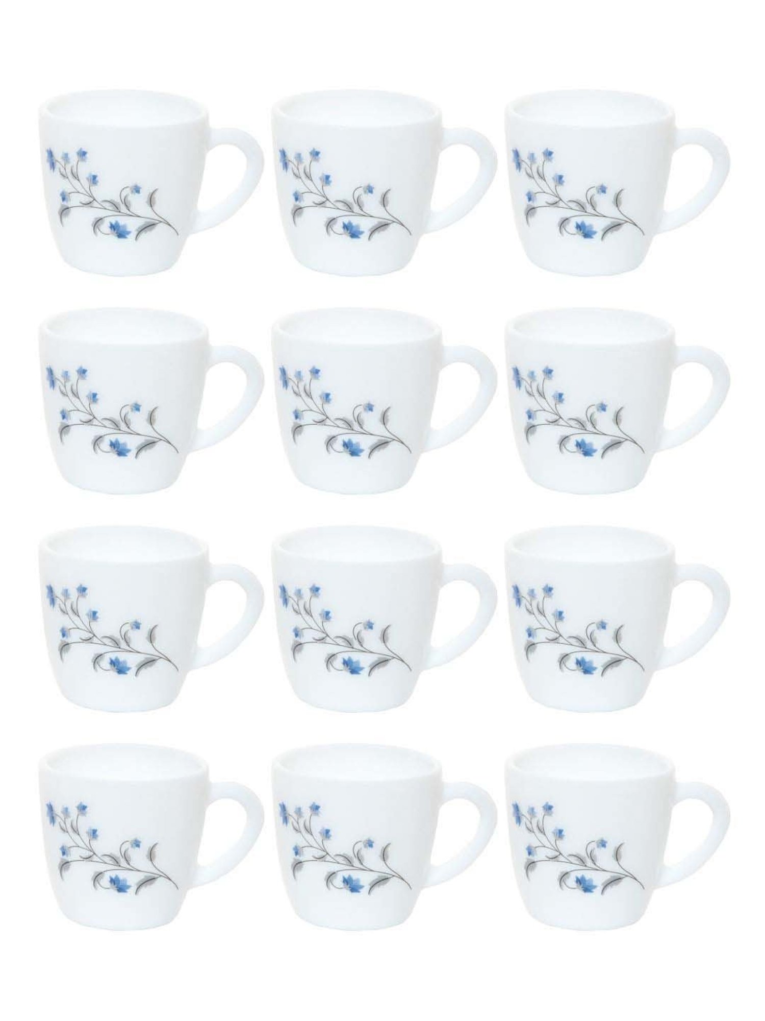 Cello Ricca White & Blue Glass Coffee Mug (0.1 L) - Set of 12