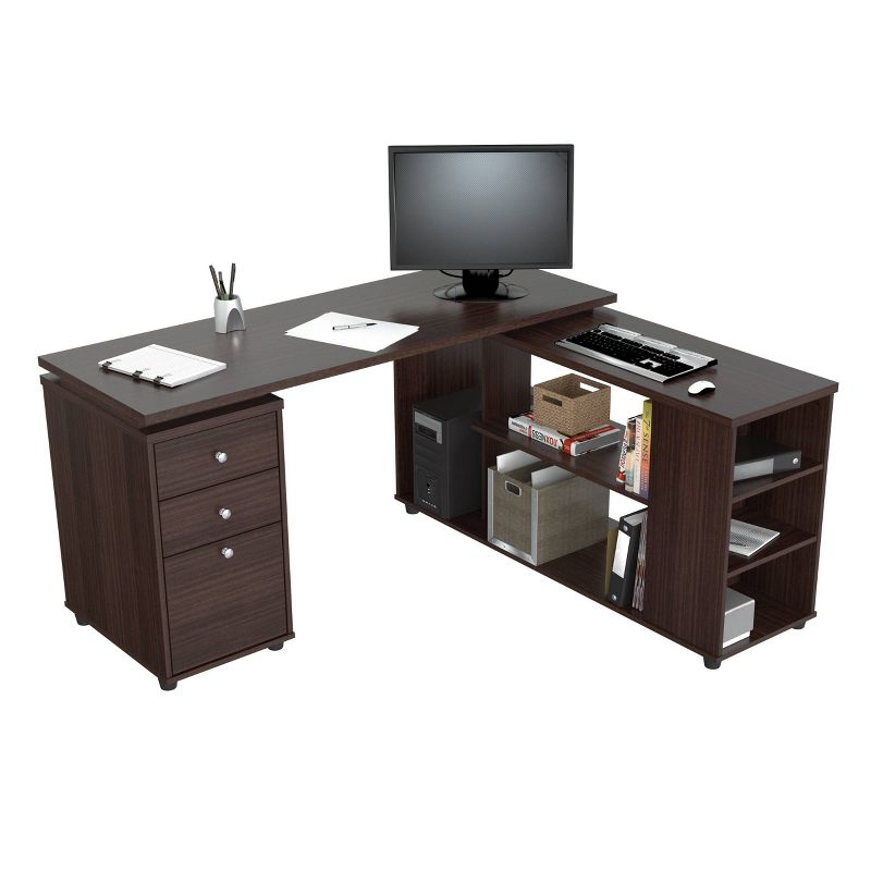 L Shaped Computer Work Station Espresso - Inval