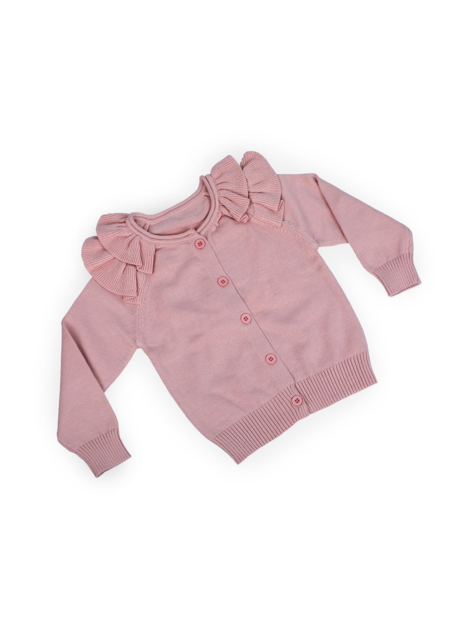 Baby Moo Kids Pink Regular Fit Full Sleeves Sweater