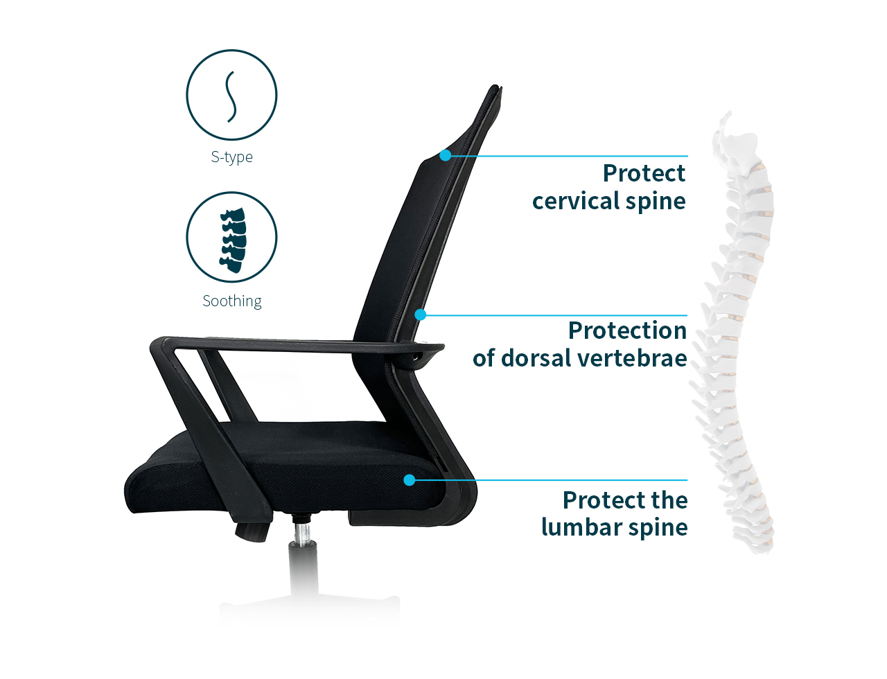 GIAS Office Chair Ergonomic Mesh Desk Computer Chair Lumbar Support Comfortable Executive Swivel Chair,black