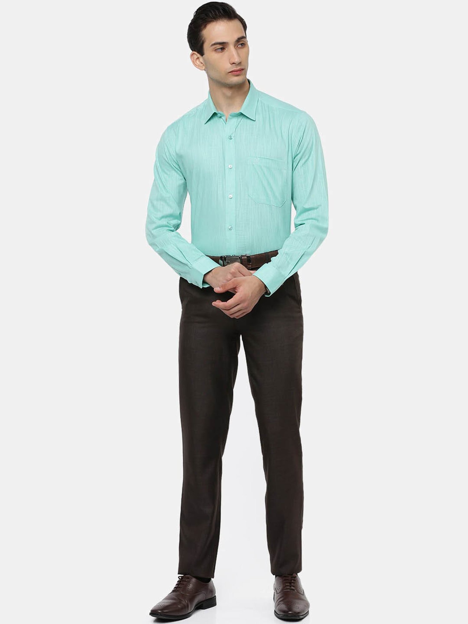 Ramraj Aqua Cotton Slim Fit Self Pattern Shirt