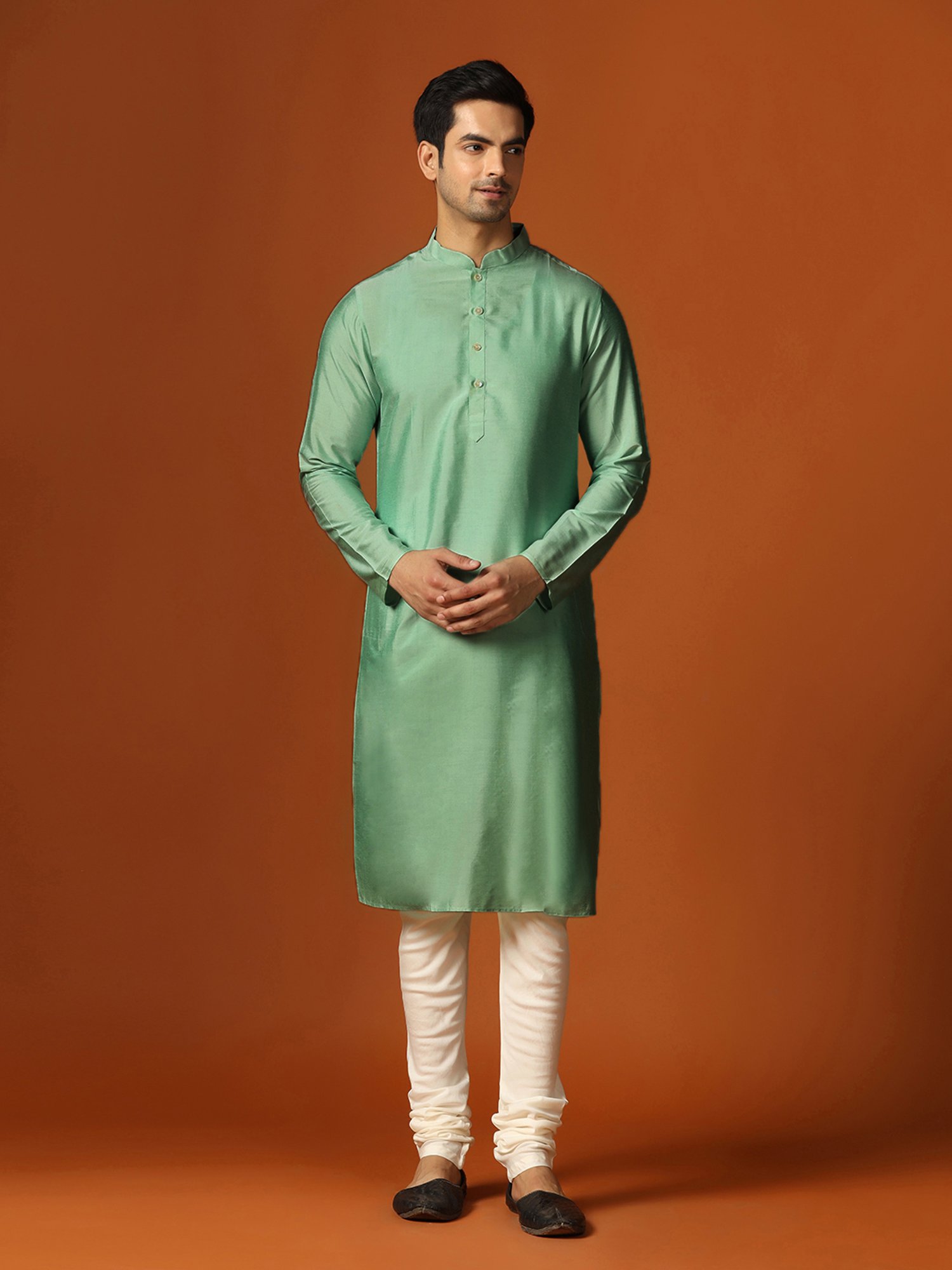 Benstoke Black & Maroon Regular Fit Sherwani Set