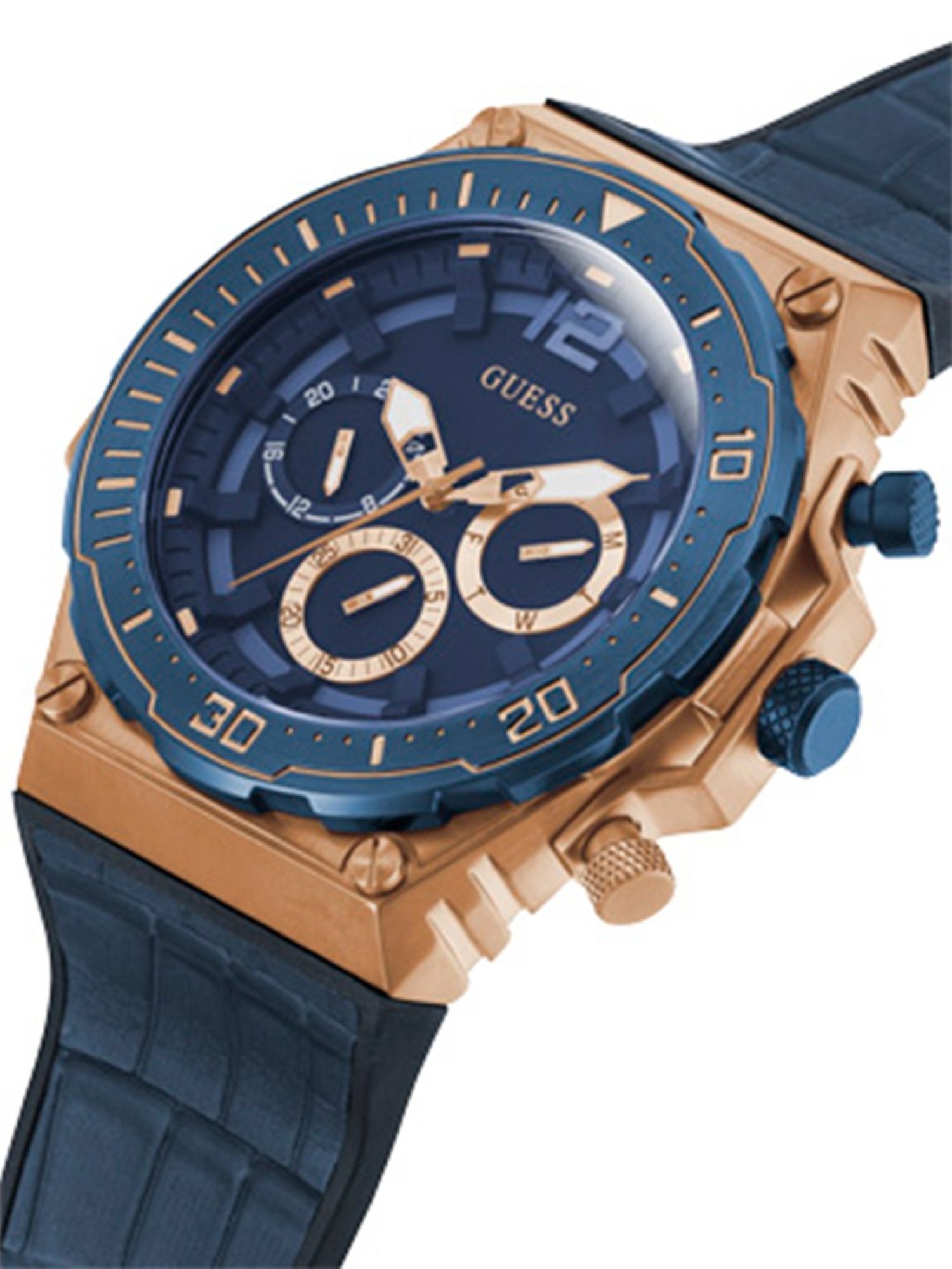 GUESS VENTURE Men Round Rose Gold Tone Dial Analog Watch - GW0326G1