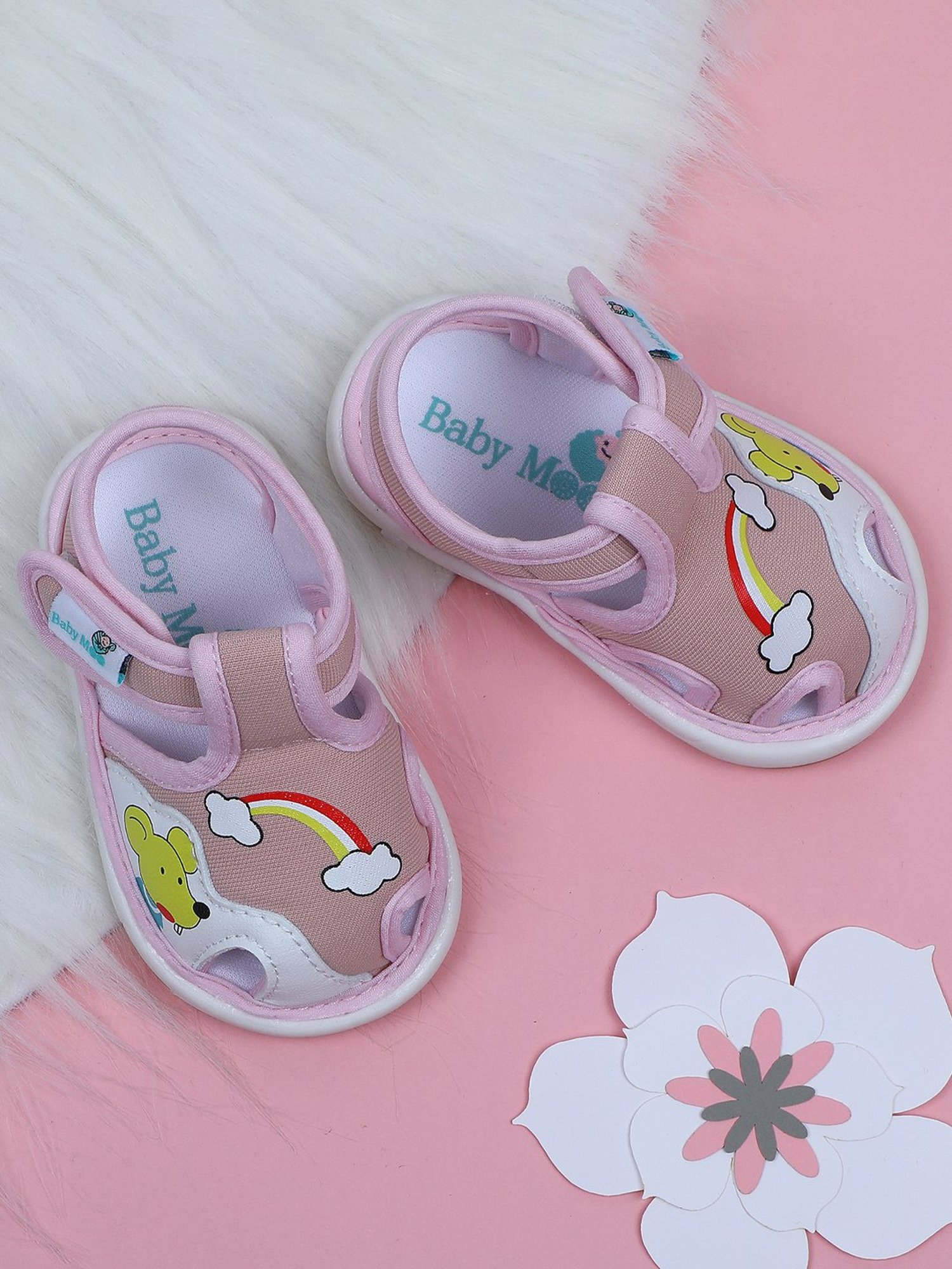 Baby Moo Kids Pink & White Floater Sandals