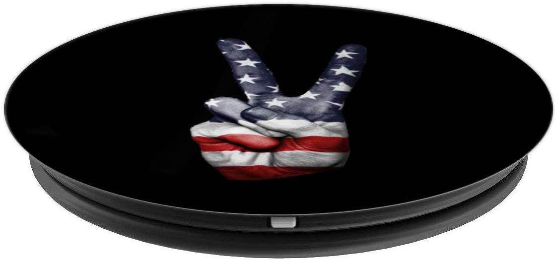 4th of July Peace Sign American Flag Hand US PopSockets Grip and Stand for Phones and Tablets