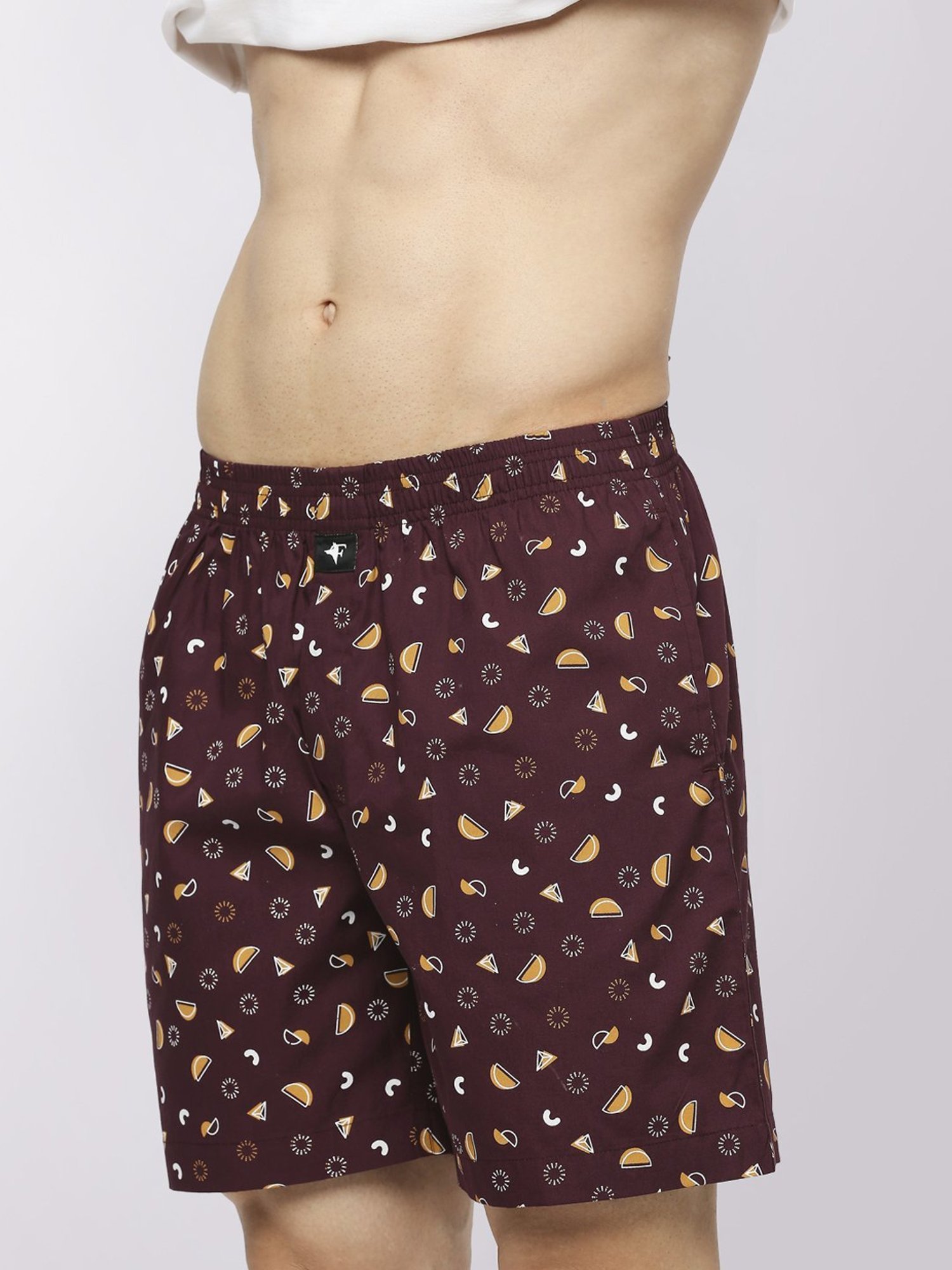 Frenchie Brown Cotton Relaxed Fit Printed Boxers