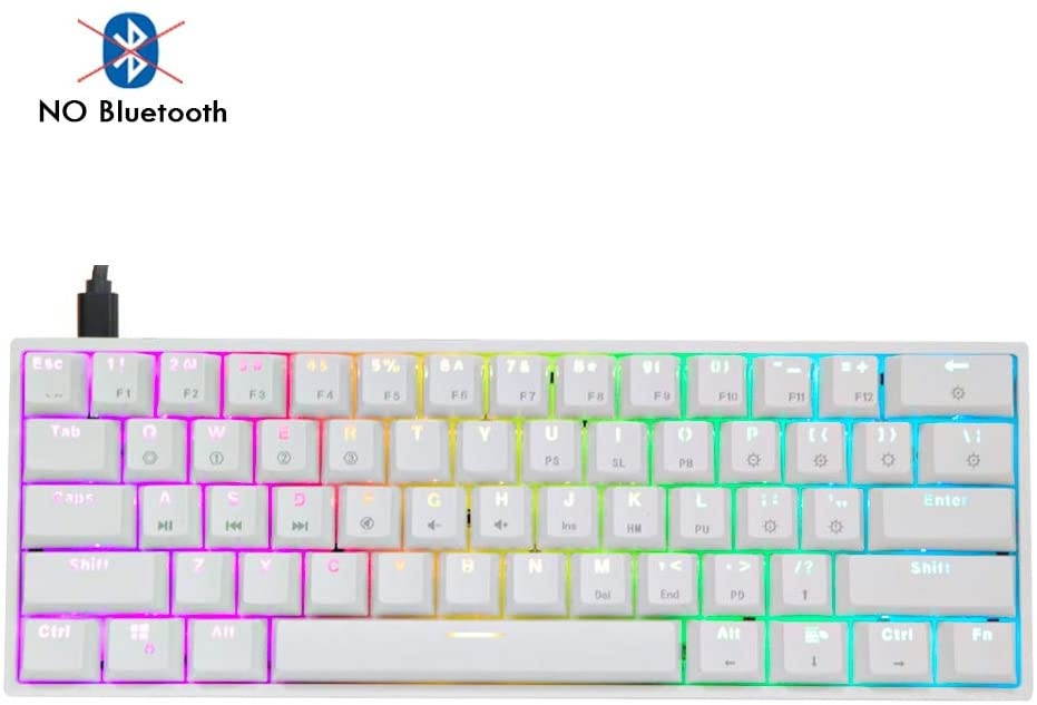 EPOMAKER SKYLOONG SK61 GK61 61 Keys Hot Swappable 60% Mechanical Keyboard with RGB Backlit, Doubleshot ABS Keycaps, Dustproof for Win/Mac/Gamers(Gateron Optical Brown, White