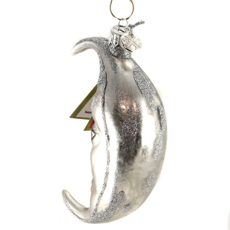 Morawski 4.75" Silver Man In The Moon Ornament Halloween Crescent  -  Tree Ornaments