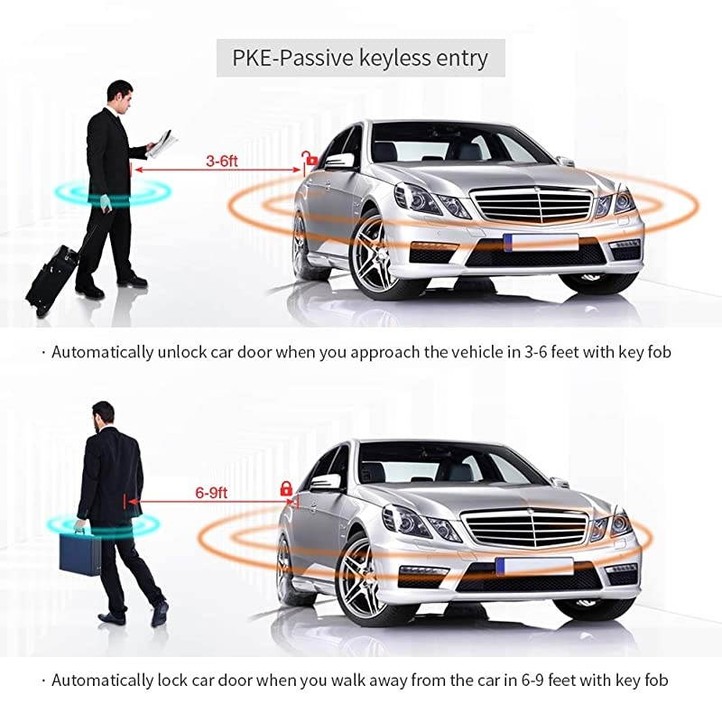 EC002-FO Hopping Code Intelligent PKE RFID car Alarm System Push Engine Start Stop Button auto Lock Unlock car Door Remote Engine Starter Touch Password Entry