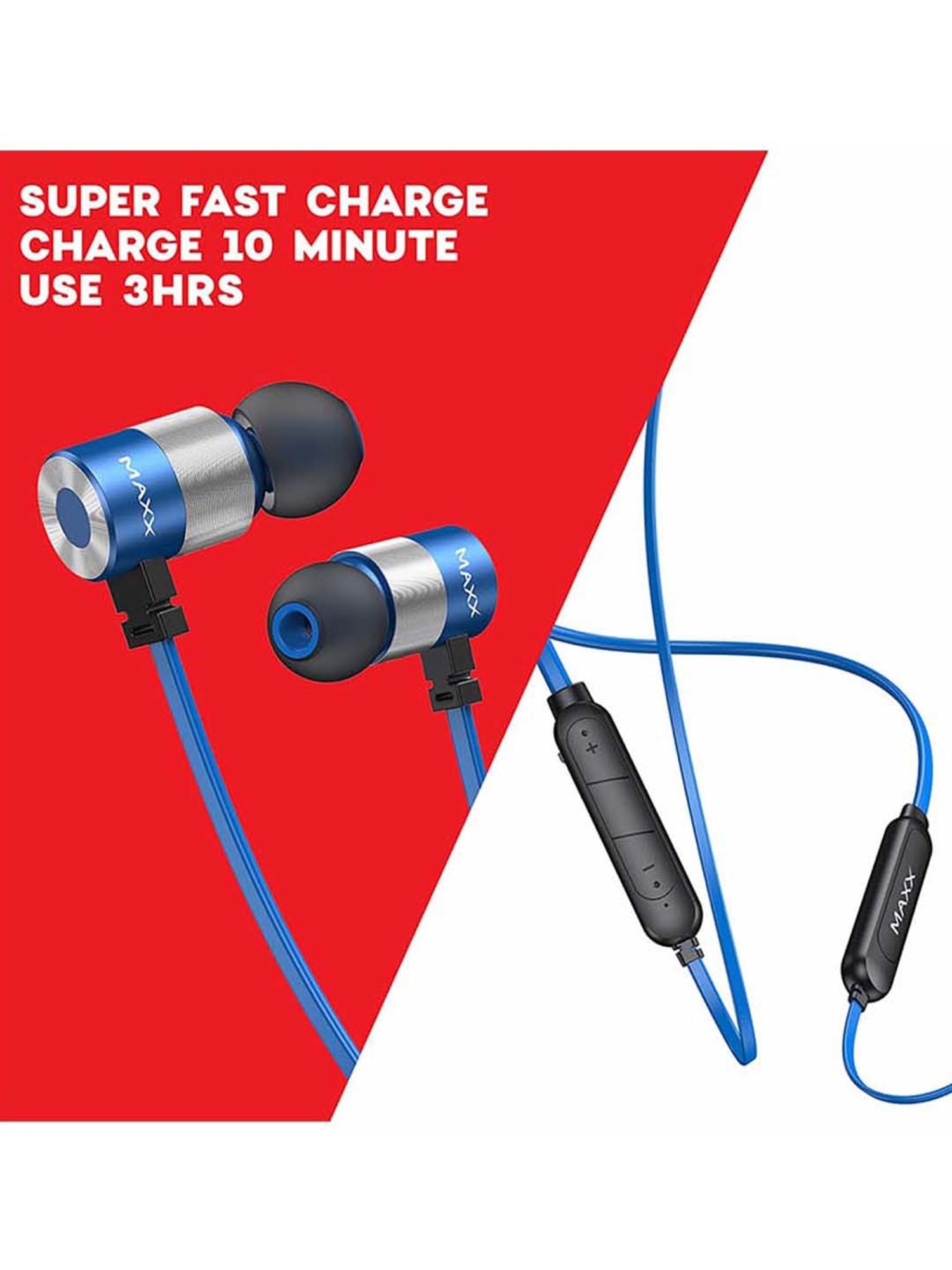 Maxx NX4 Wireless Neckband with Mic (Black/Blue)