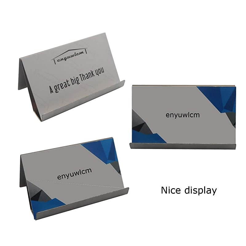 Metal Desktop Card Holder for Desk Business Card Display for Women Blue 1 Pack