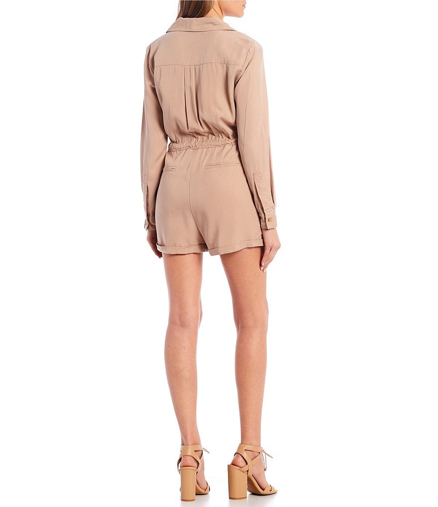 Copper Key Long Sleeve Button Down Romper