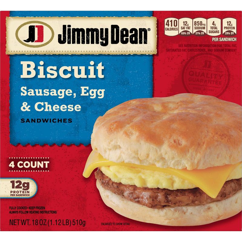 Jimmy Dean Sausage Egg & Cheese Frozen Biscuit Sandwiches - 4ct
