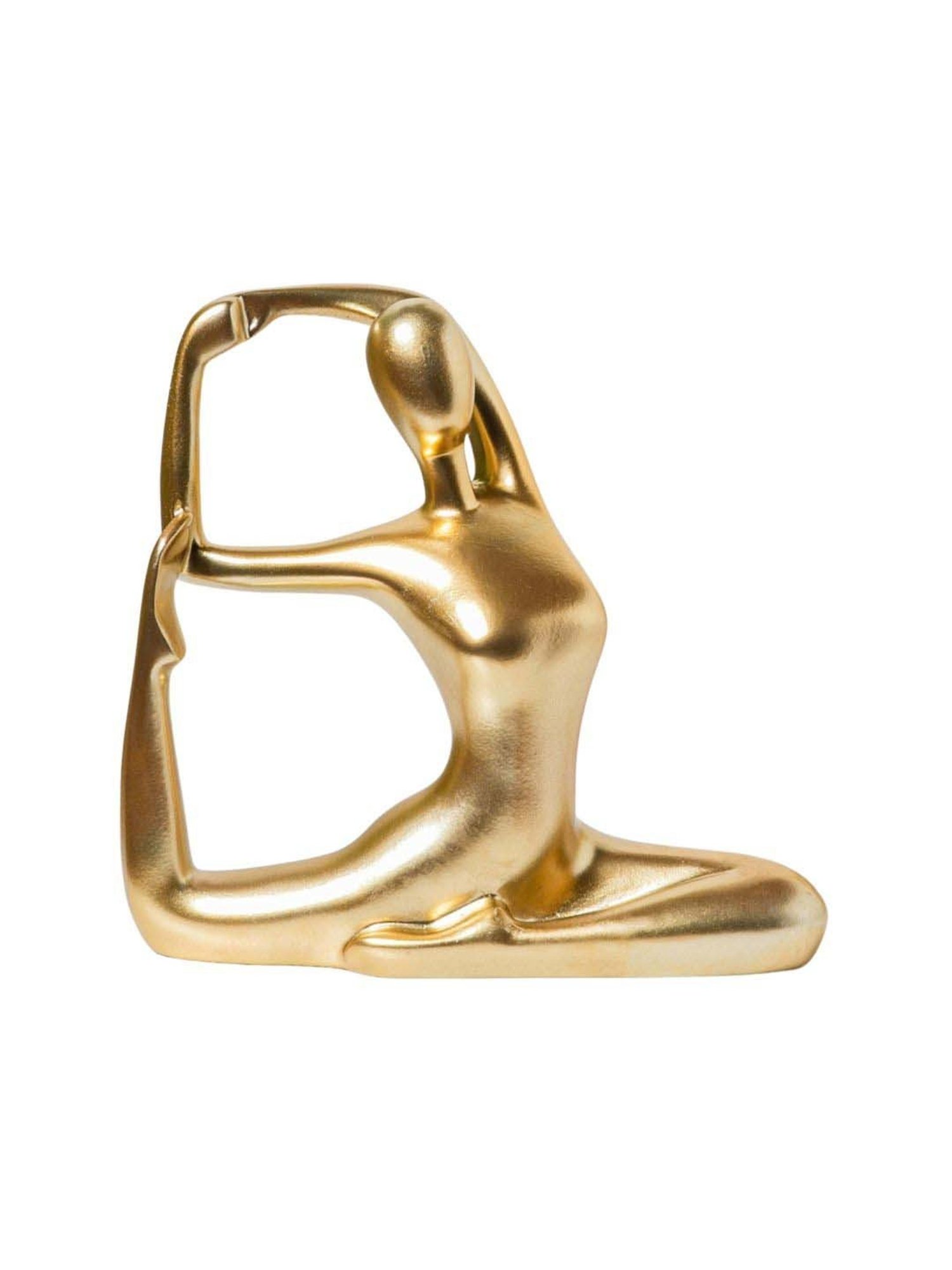 Nestasia Artisanal Stunning Golden Resin Made Showpiece Sitting In Pigeon Pose For Home Decoration