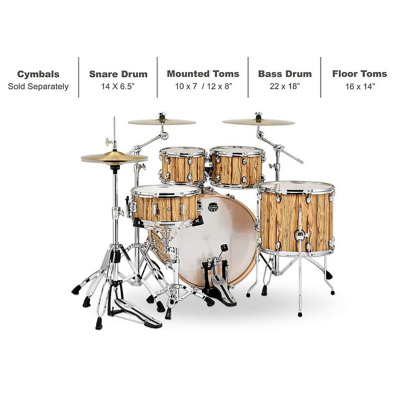 Mapex Mars Series 5-Piece Rock Shell Pack with 22 in. Bass Drum Driftwood Chrome