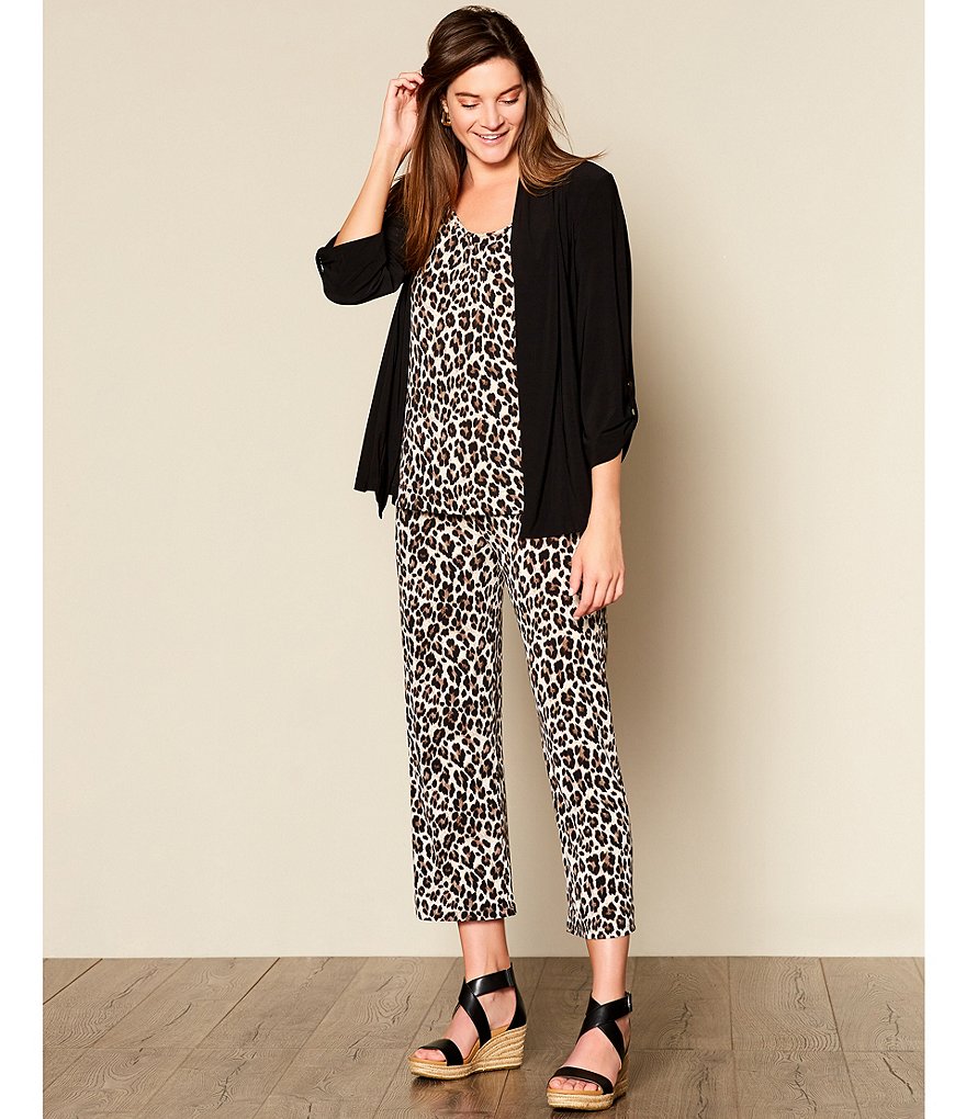 Ali Miles Petite Size Open Mesh Two Button Front 3/4 Sleeve Jacket