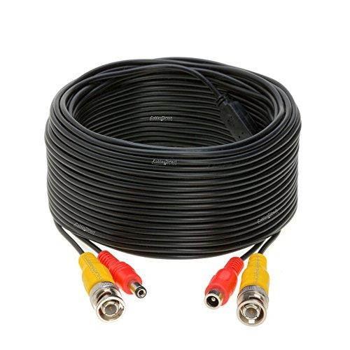 100FT Black Premade BNC Video Power Cable / Wire For Security Camera, CCTV, DVR, Surveillance System, Plug & Play (Black, 100)