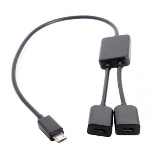 Cablecc Micro USB to Dual Ports Micro USB Female Hub Cable For Laptop PC & Mouse & Flash Disk