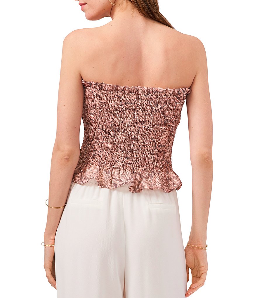 1. STATE Snake Print Smocked Tube Top