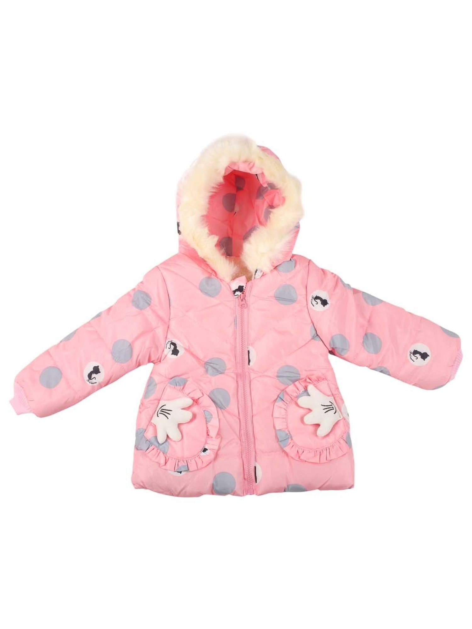 Baby Moo Kids Pink & Grey Printed Full Sleeves Jacket